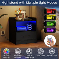 Modern Nightstand with Drawer, Small Bedside Table with Open Shelf