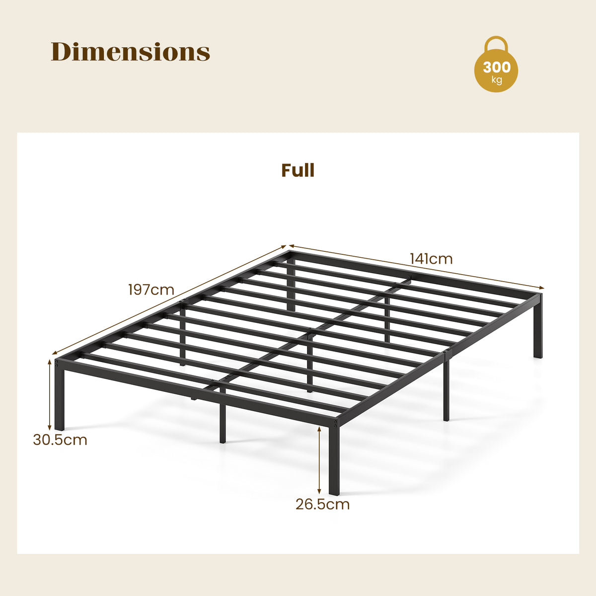 Metal Bed Frame, Platform Bed, Heavy Duty Support Slats Mattress Foundation