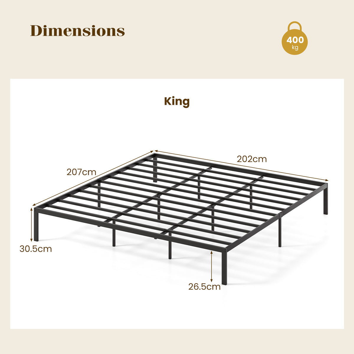 Metal Bed Frame, Platform Bed, Heavy Duty Support Slats Mattress Foundation