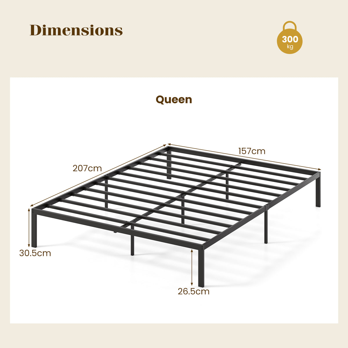 Metal Bed Frame, Platform Bed, Heavy Duty Support Slats Mattress Foundation