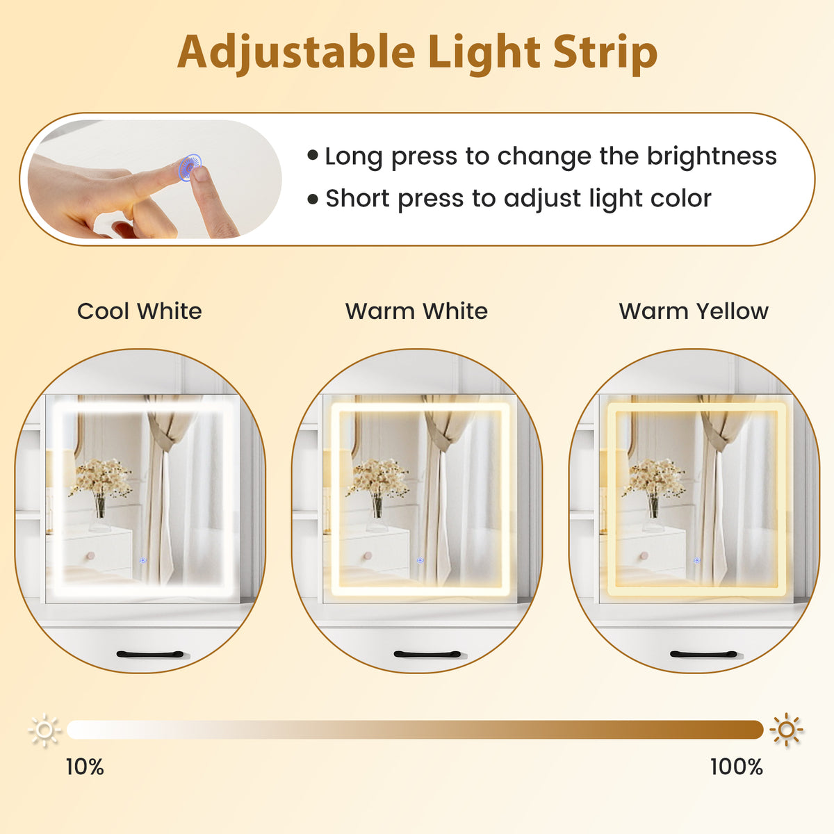 Makeup Table and Chair Set with 4 Drawers and Storage Shelves