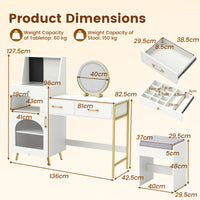 Vanity Desk with Rotatable Mirror and Lights Makeup Dressing Table