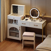 Vanity Desk with Rotatable Mirror and Lights Makeup Dressing Table