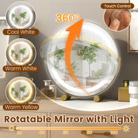 Vanity Desk with Rotatable Mirror and Lights Makeup Dressing Table