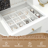 Vanity Desk with Rotatable Mirror and Lights Makeup Dressing Table