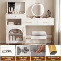 Vanity Desk with Rotatable Mirror and Lights Makeup Dressing Table