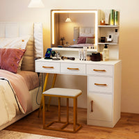Vanity Set with 3 Lighting Modes and Adjustable Brightness for Family