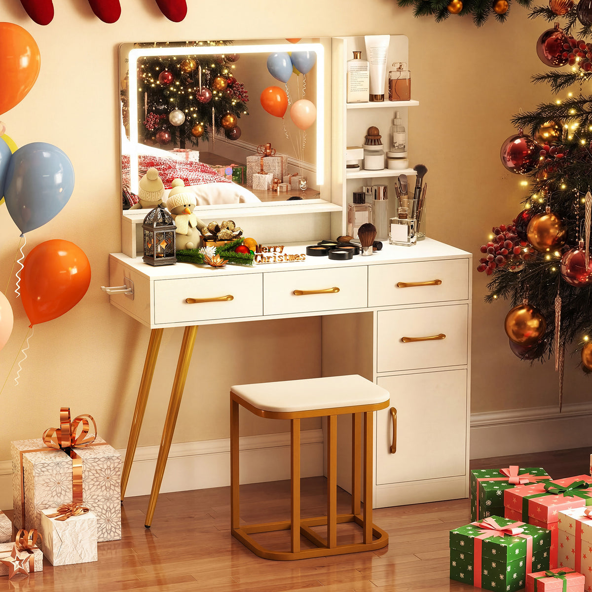 Vanity Set with 3 Lighting Modes and Adjustable Brightness for Family