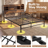 Double/Queen Size Bed Frame with LED Lights and Charging Station