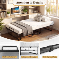 Folding Bed with Mattress, Single Size Rolling Guest Bed with Memory Foam Mattress