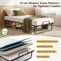 Folding Bed with Mattress, Single Size Rolling Guest Bed with Memory Foam Mattress