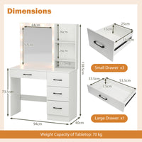 Makeup Vanity Desk with Mirror and 3-Color LED Lights Charging Station