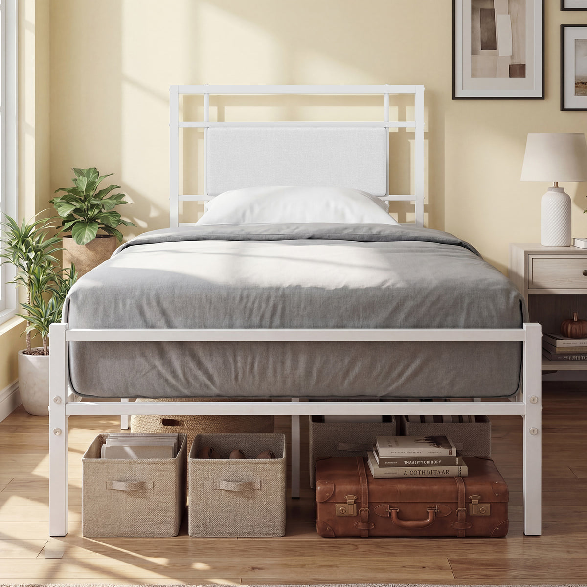 Giantex Metal Platform Bed with Headboard, Heavy-Duty Mattress Foundation