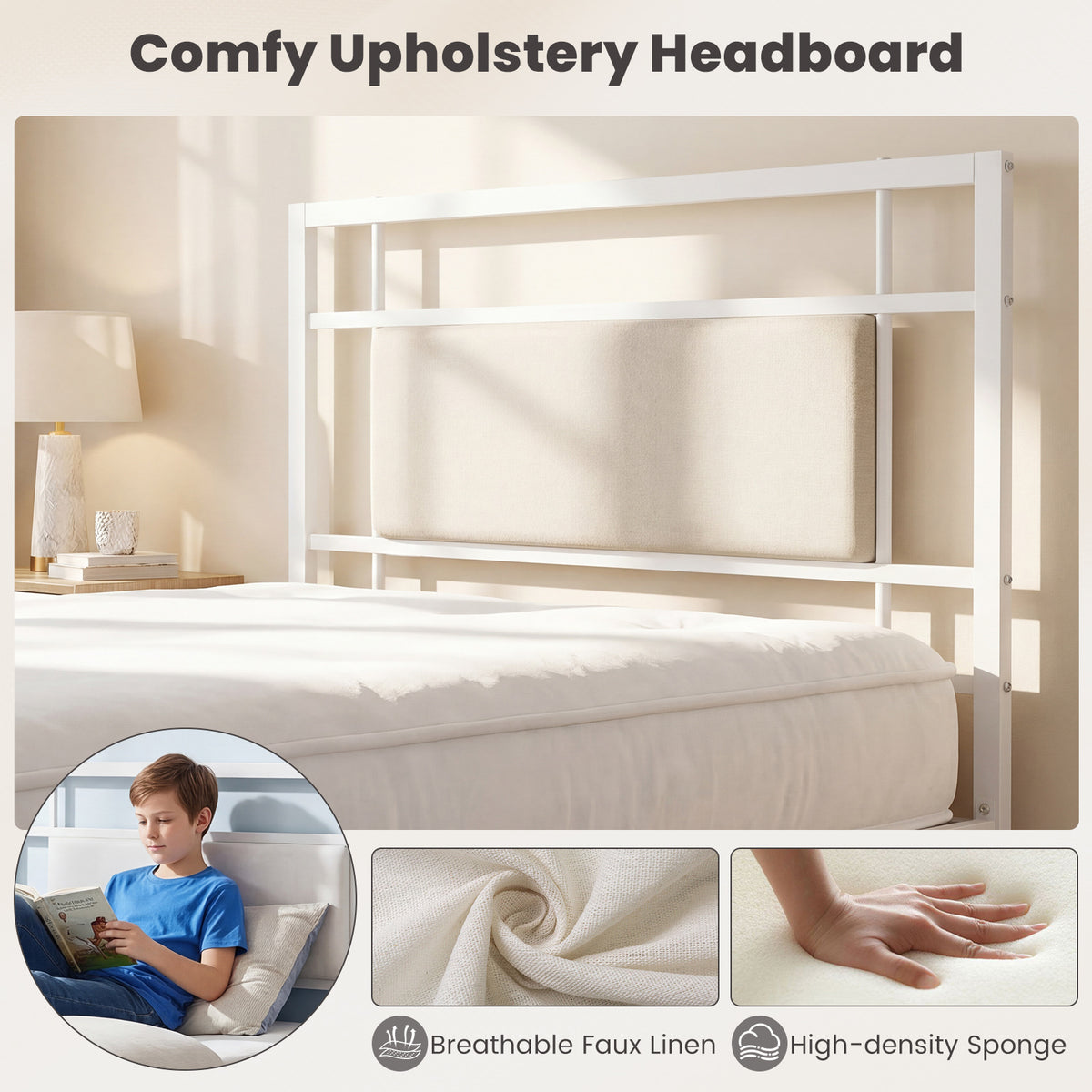 Giantex Metal Platform Bed with Headboard, Heavy-Duty Mattress Foundation