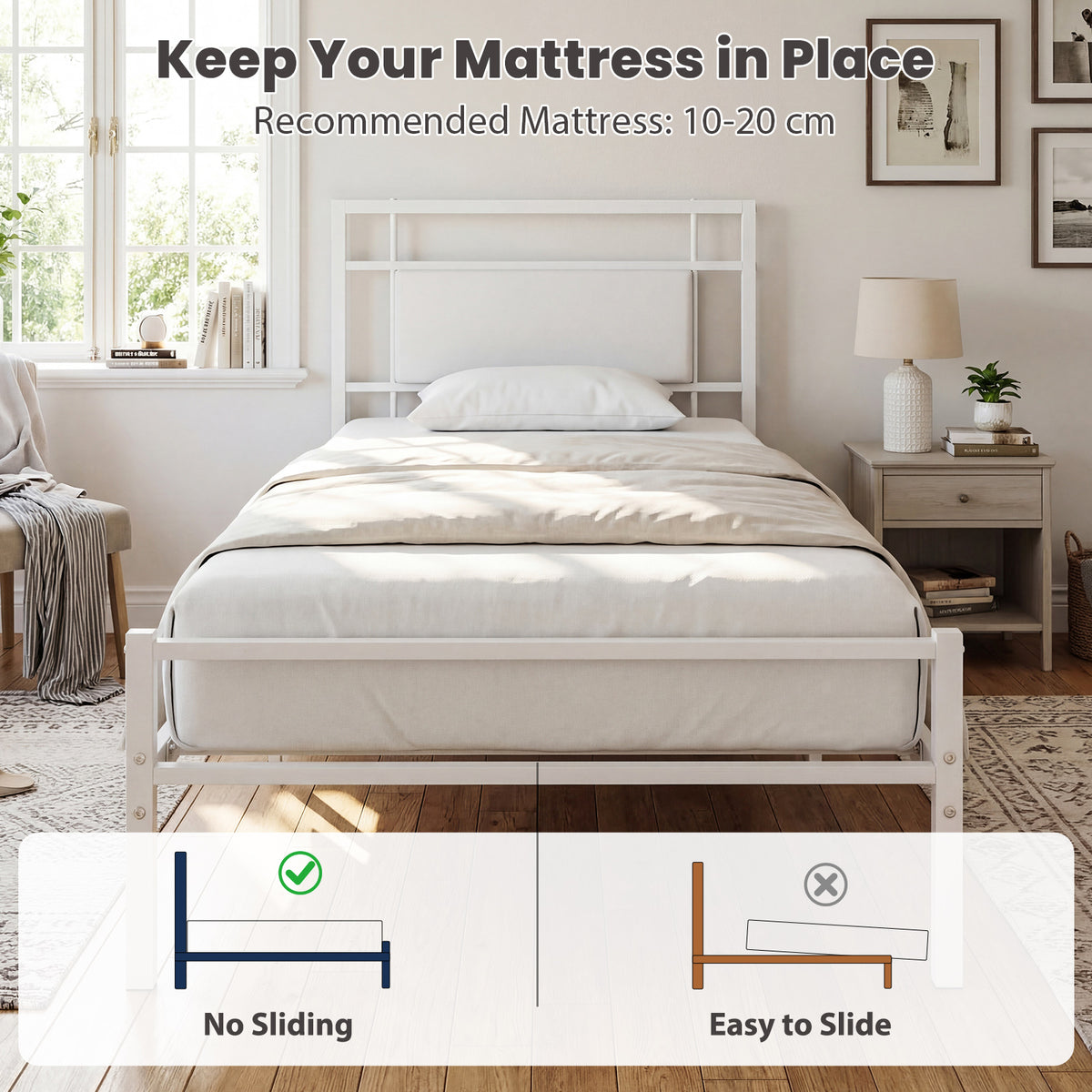 Giantex Metal Platform Bed with Headboard, Heavy-Duty Mattress Foundation
