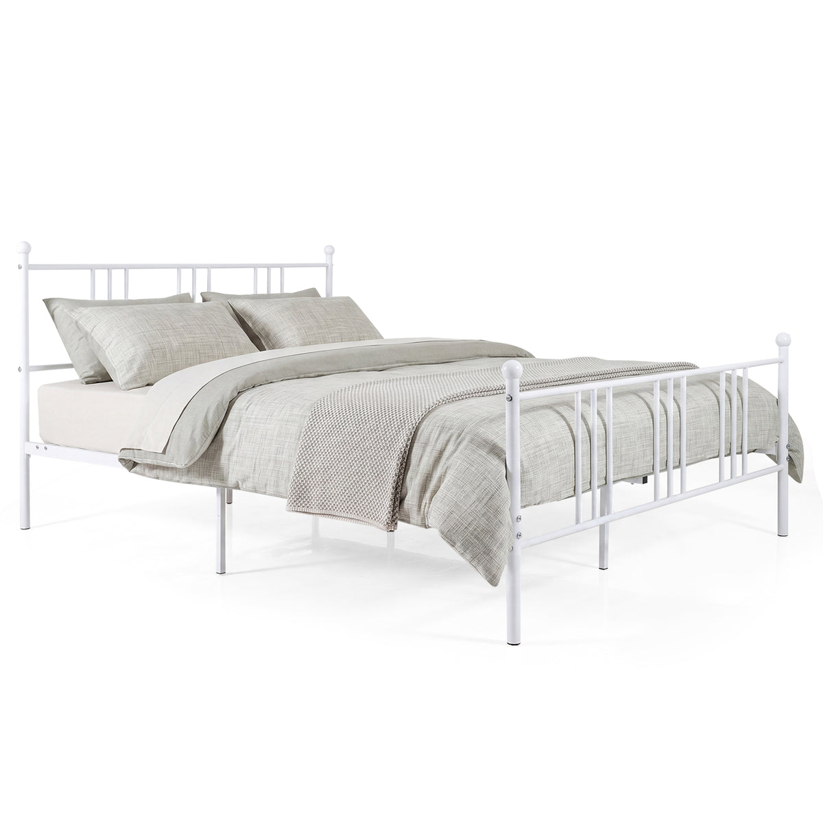 Queen Size Bed Frame, Metal Platform Mattress Foundation with Headboard and Footboard