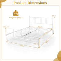 Queen Size Bed Frame, Metal Platform Mattress Foundation with Headboard and Footboard