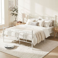 Queen Size Bed Frame, Metal Platform Mattress Foundation with Headboard and Footboard