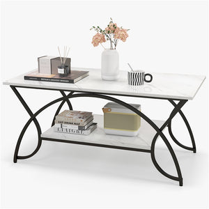 Giantex Faux Marble Coffee Table, Modern Chic Cocktail Table