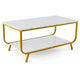 Giantex Marble Coffee Table, Modern Faux Marble Top Coffee Table w/Metal Frame