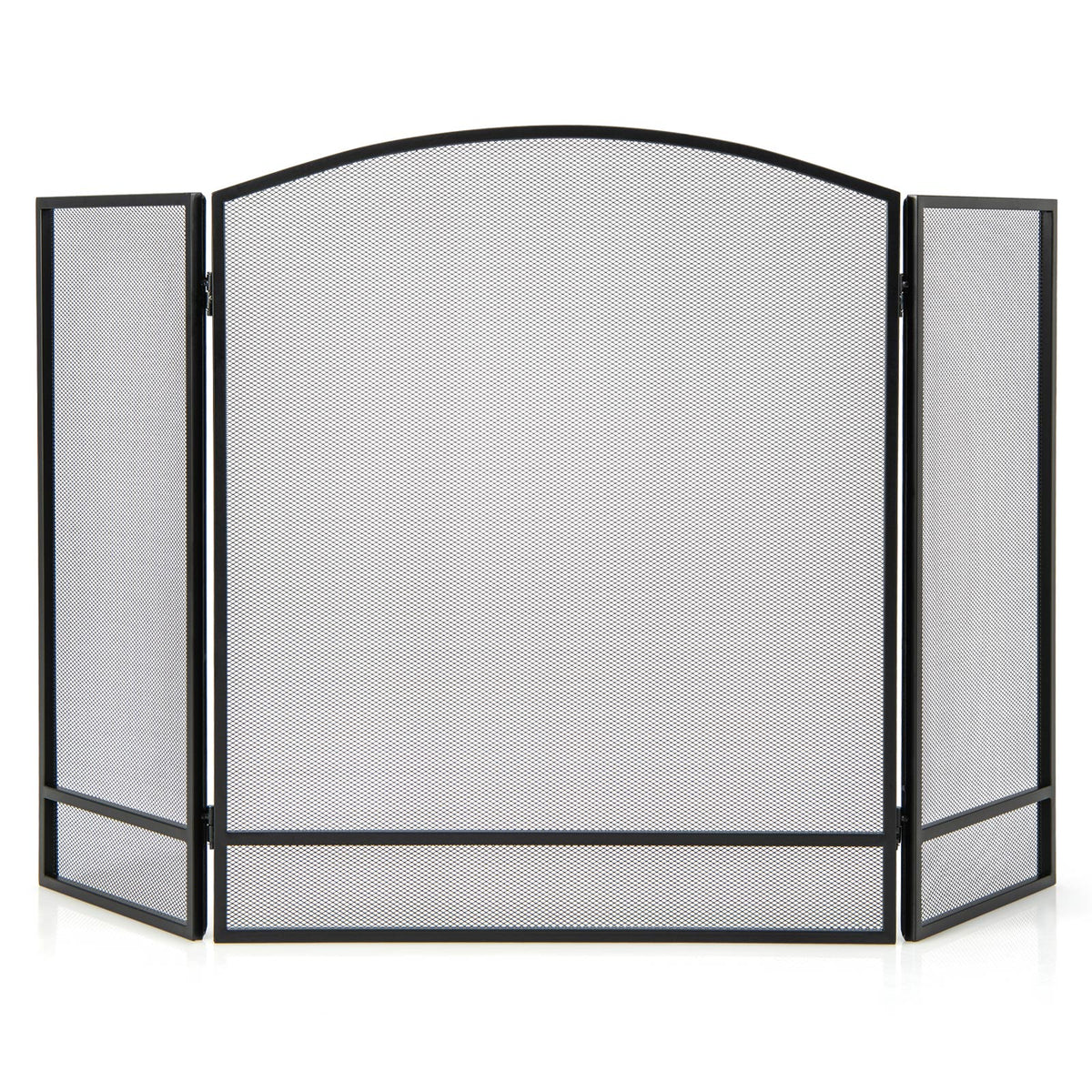 3 Panel Folding Fireplace Screen, 48.5 x 29 Inch Wrought Iron Furnace Fireguards