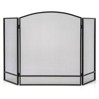 3 Panel Folding Fireplace Screen, 48.5 x 29 Inch Wrought Iron Furnace Fireguards