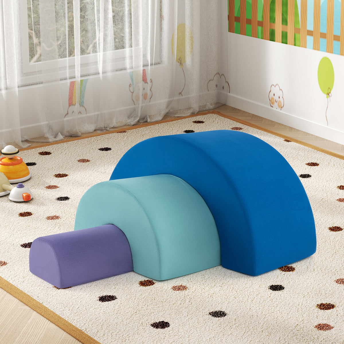 Rainbow Arc Climber Playset, Foam Climbing Blocks with Machine Washable Covers