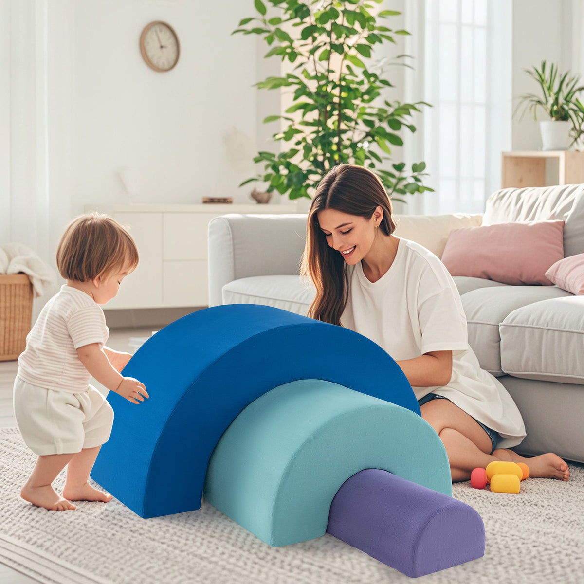 Rainbow Arc Climber Playset, Foam Climbing Blocks with Machine Washable Covers