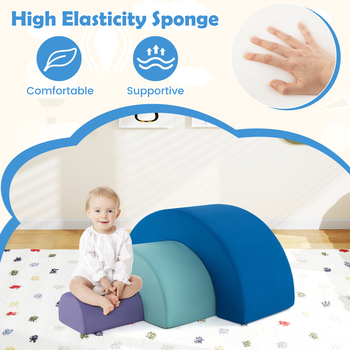 Rainbow Arc Climber Playset, Foam Climbing Blocks with Machine Washable Covers
