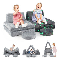 Modular Kids Play Couch Set with Machine-washable Flannel Covers