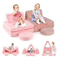 Modular Kids Play Couch Set with Machine-washable Flannel Covers