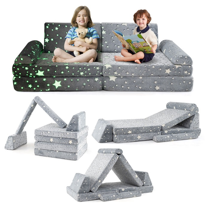 6 Pcs Modular Kids Play Couch with Handles for Building Fort Playroom