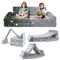 6 Pcs Modular Kids Play Couch with Handles for Building Fort Playroom