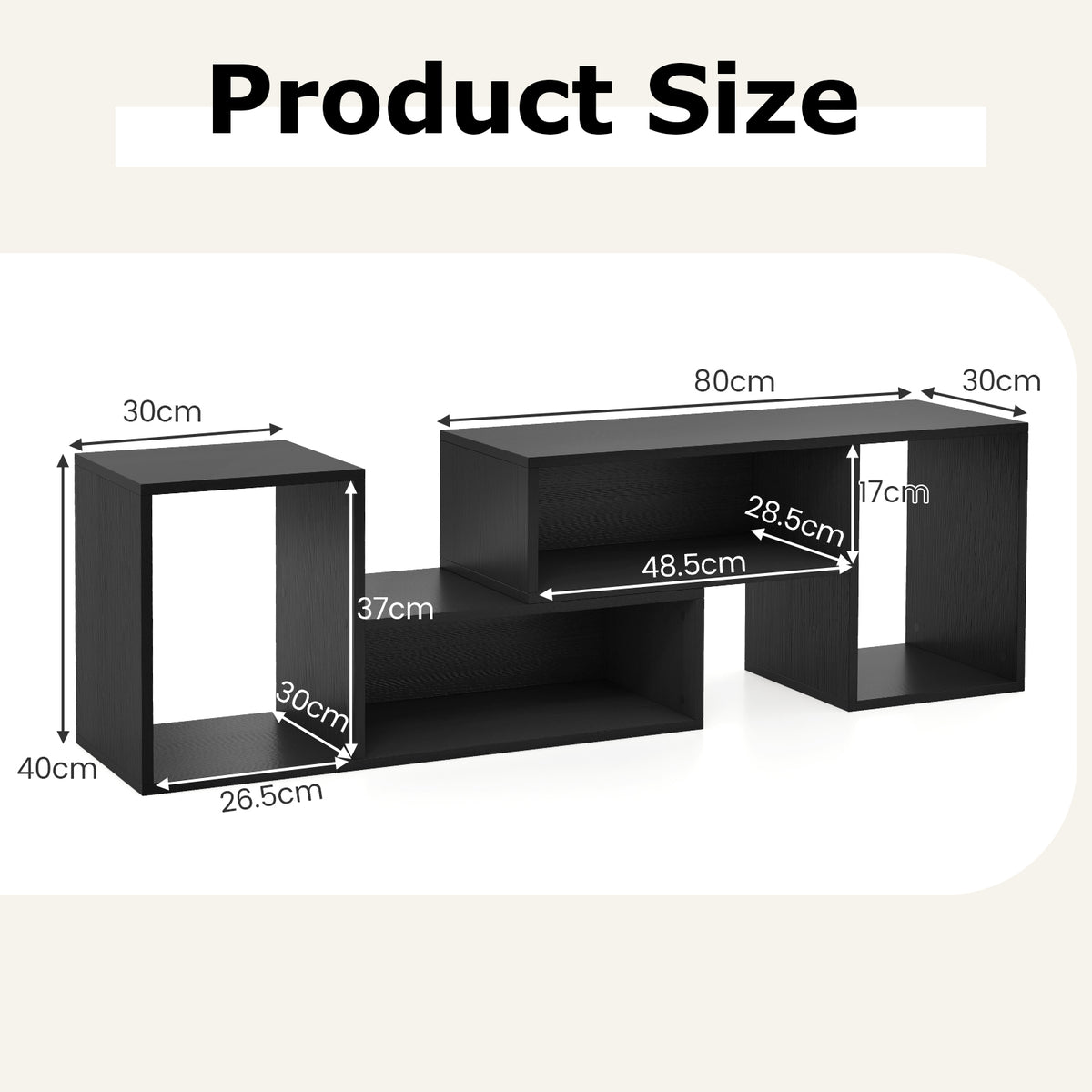 Wood TV Stands, 2 PCS TV Console Cabinets for TVs up to 55 Inches