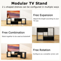 Wood TV Stands, 2 PCS TV Console Cabinets for TVs up to 55 Inches