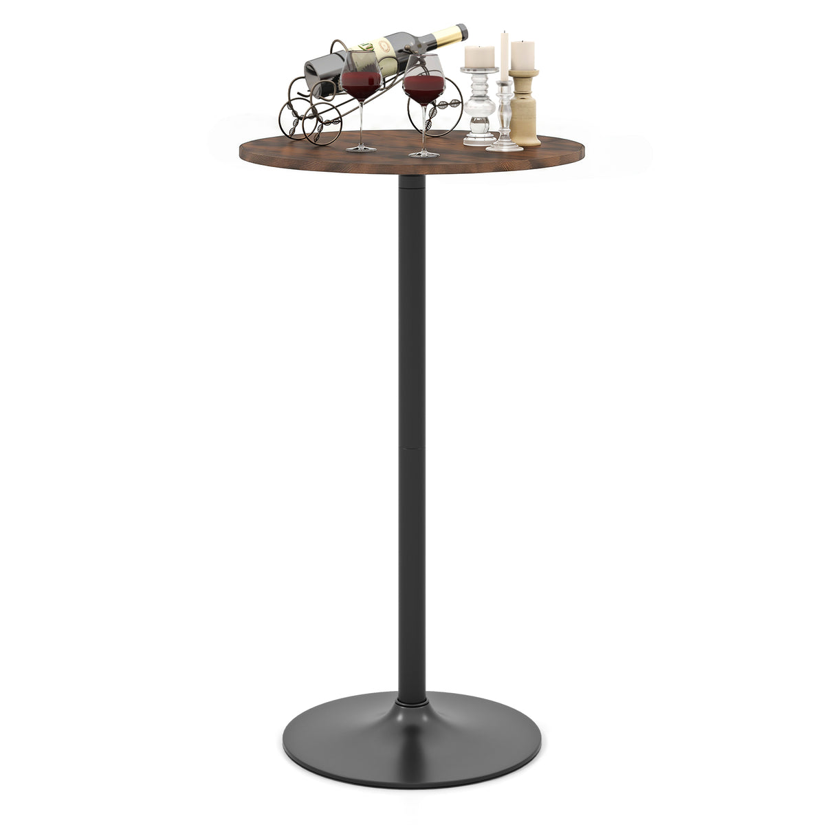 Giantex Round Bistro Table, 101.5 cm Bar Height Cocktail Table Converts into 56 cm Tall Coffee Table