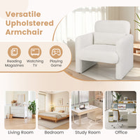 Chenille Accent Chair, Modern Upholstered Armchair w/ Removable Lumbar Pillow, Widened Backrest & Thick Seat Cushion