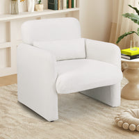 Chenille Accent Chair, Modern Upholstered Armchair w/ Removable Lumbar Pillow, Widened Backrest & Thick Seat Cushion