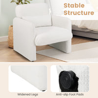 Chenille Accent Chair, Modern Upholstered Armchair w/ Removable Lumbar Pillow, Widened Backrest & Thick Seat Cushion