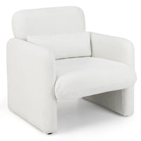 Chenille Accent Chair, Modern Upholstered Armchair w/ Removable Lumbar Pillow, Widened Backrest & Thick Seat Cushion