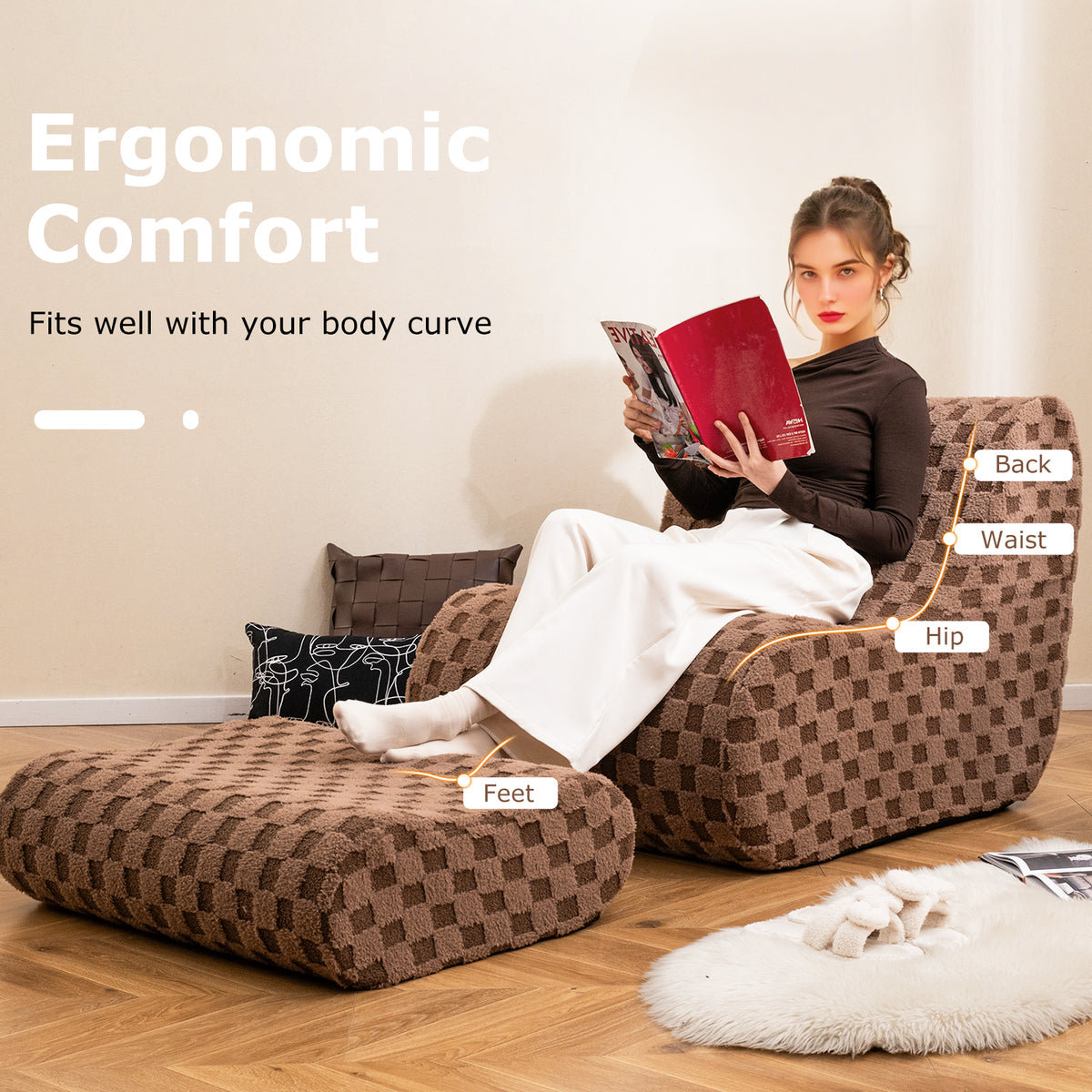 Bean Bag Chair with Ottoman Bean Bag Sofa Chair