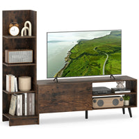 TV Stand for TVs up to 50 Inches, Entertainment Center with Bookshelf & Adjustable Shelf