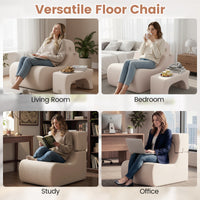 Floor Chair for Adults, Lazy Sofa with Detachable Headrest, Washable Ice Velvet Cover & Elastic Sponge Filling