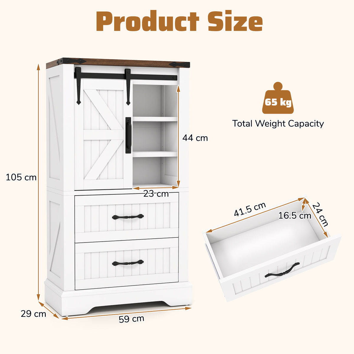 Farmhouse Bathroom Floor Cabinet, Freestanding Storage Cabinet