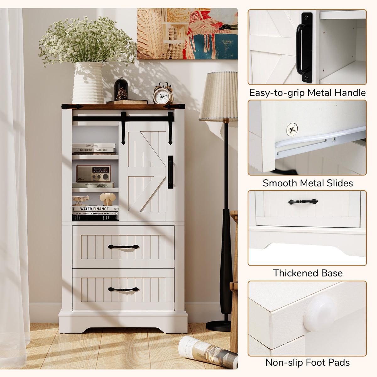 Farmhouse Bathroom Floor Cabinet, Freestanding Storage Cabinet