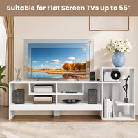 Giantex Cube TV Stand for 55 Inch TV with Power Outlets, White