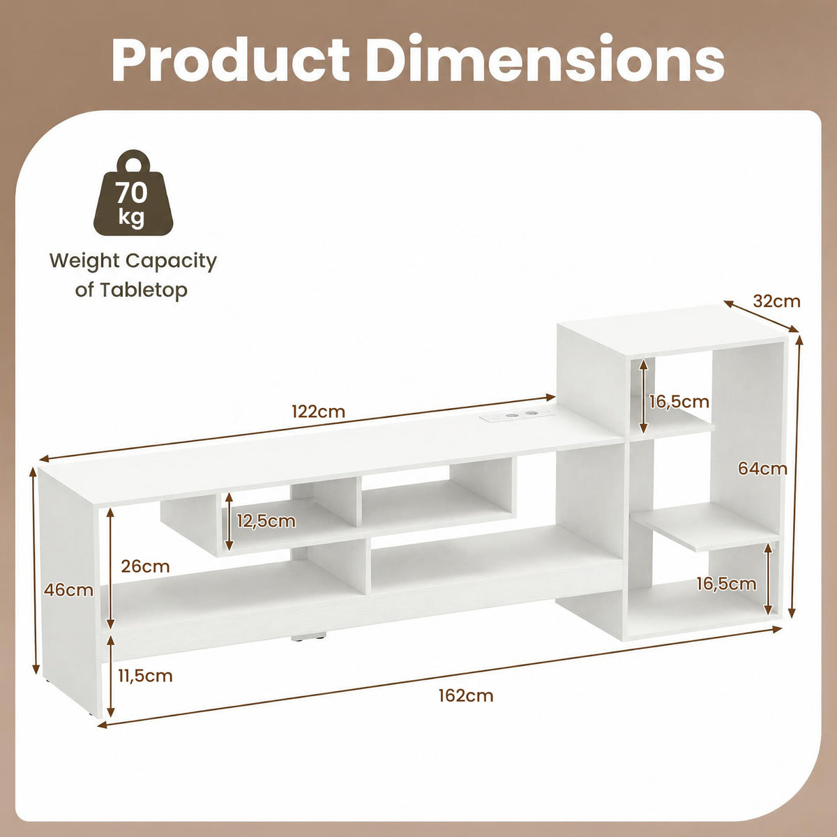 Giantex Cube TV Stand for 55 Inch TV with Power Outlets, White