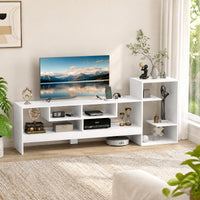 Giantex Cube TV Stand for 55 Inch TV with Power Outlets, White