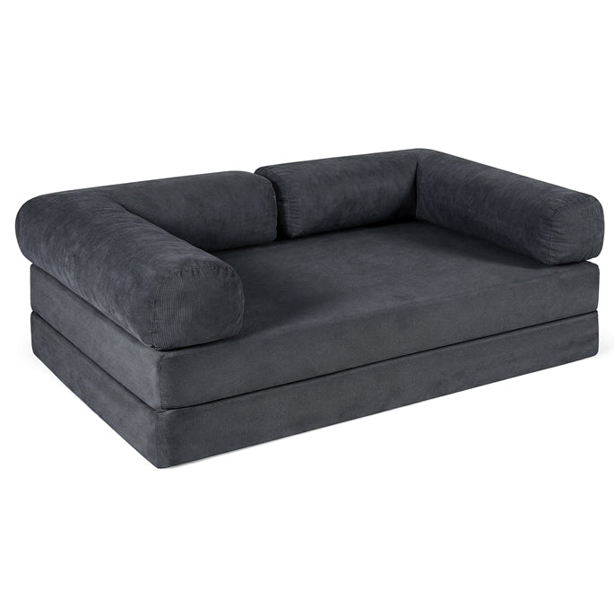 4-in-1 Folding Sofa Bed Convertible Futon Couch with Comfy Corduroy Cover