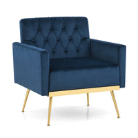 Modern Velvet Accent Armchair Upholstered w/Button Tufted Back Single Sofa Chair